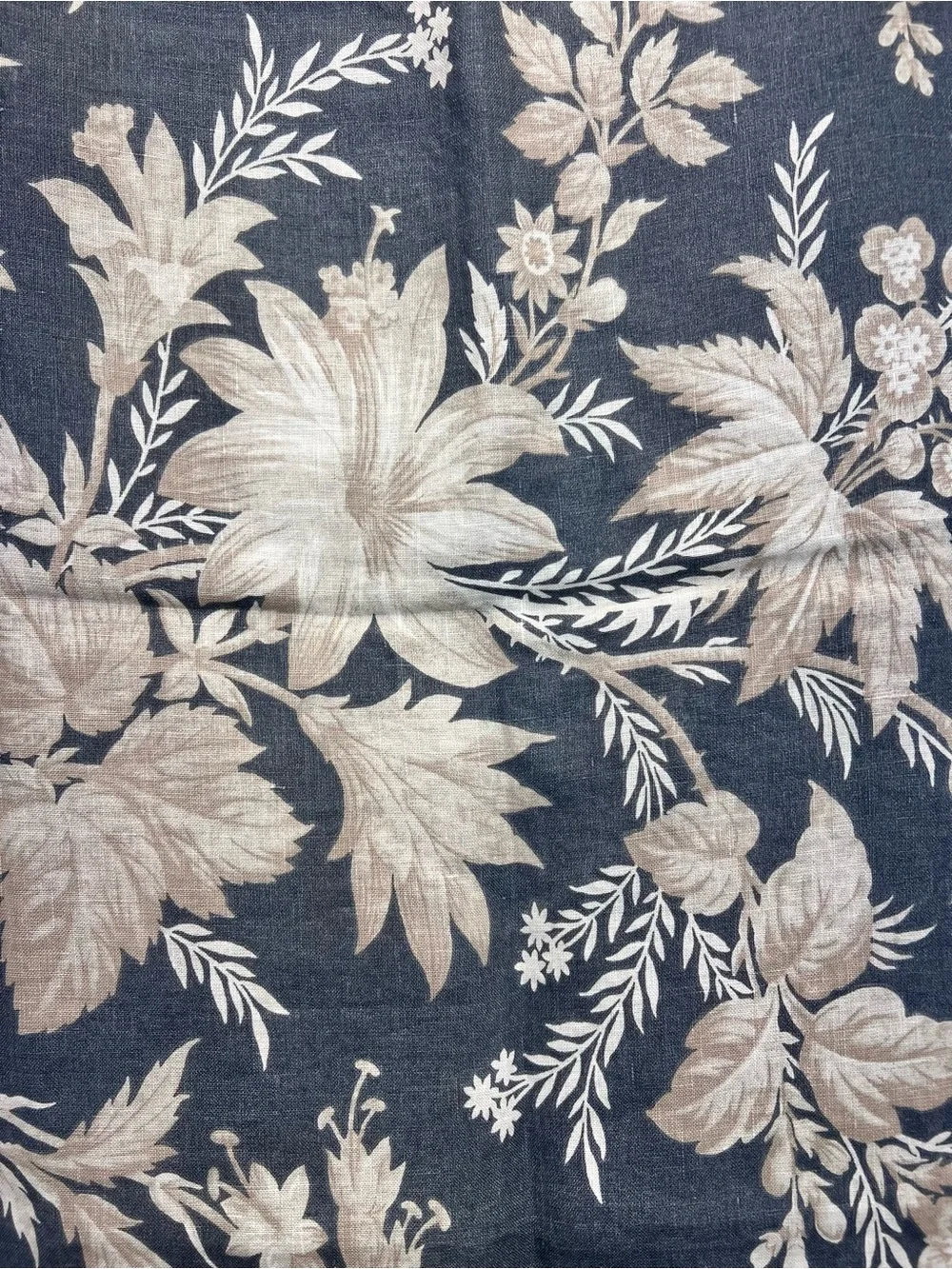 Pottery Barn Augustine Belgian Linen Queen Duvet and Standard Shams Grey Floral